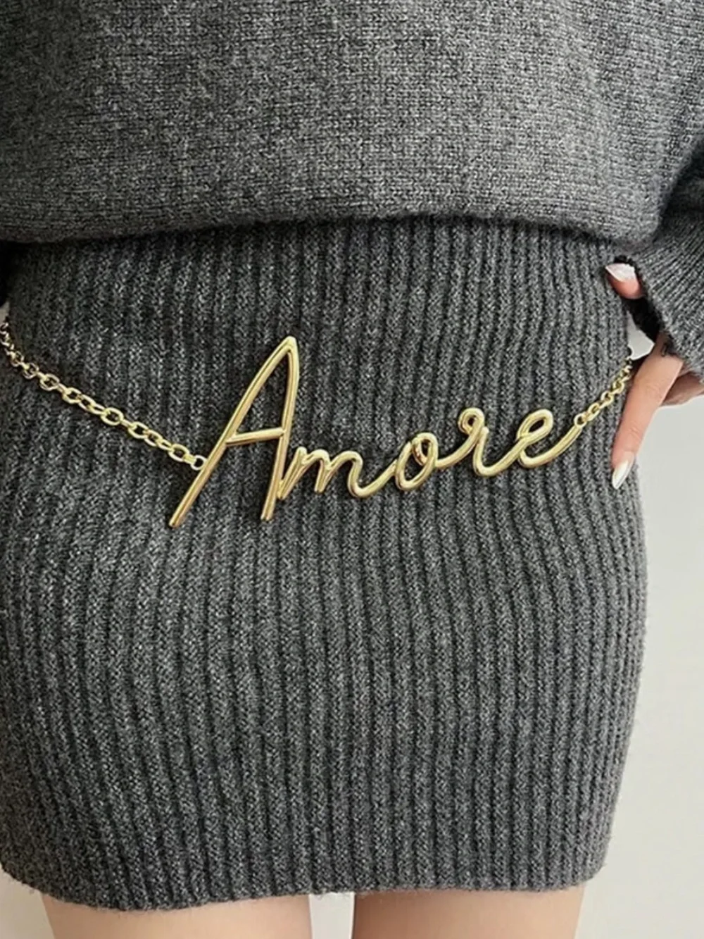 Luxury Gold Amore Script Chain Belt